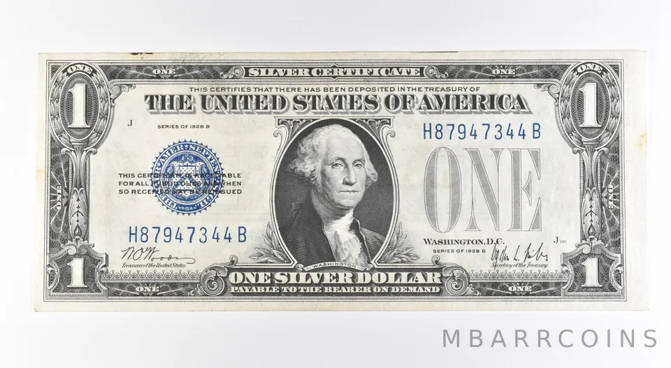 1928 B $1 Silver Certificate Blue Seal Fr#1602 *0505