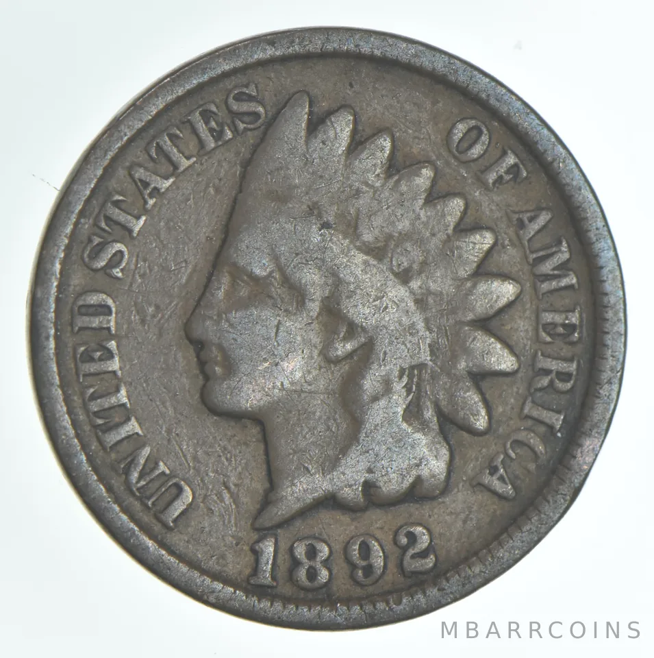 1892 Indian Head Cent AC Average Circ