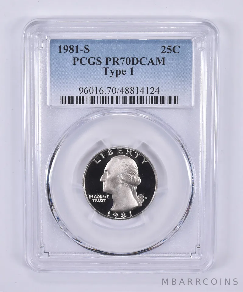 1981-S Washington Quarter Type 1 PR70 DCAM PCGS Blue Label