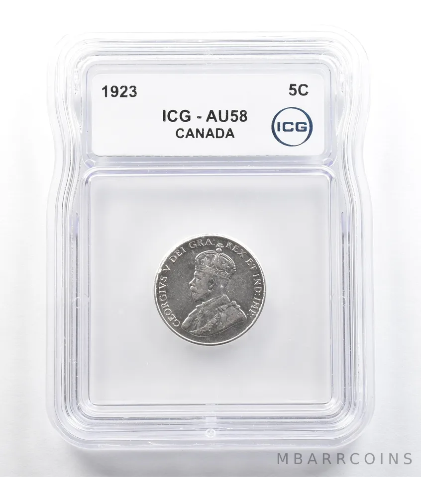 1923 Canada 5 Cents AU58 ICG *5702