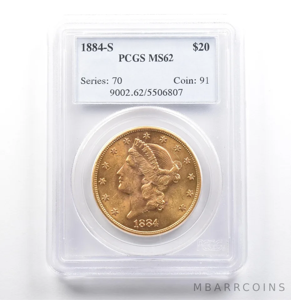 1884-S $20 Liberty Head Gold Double Eagle MS62 PCGS *6749