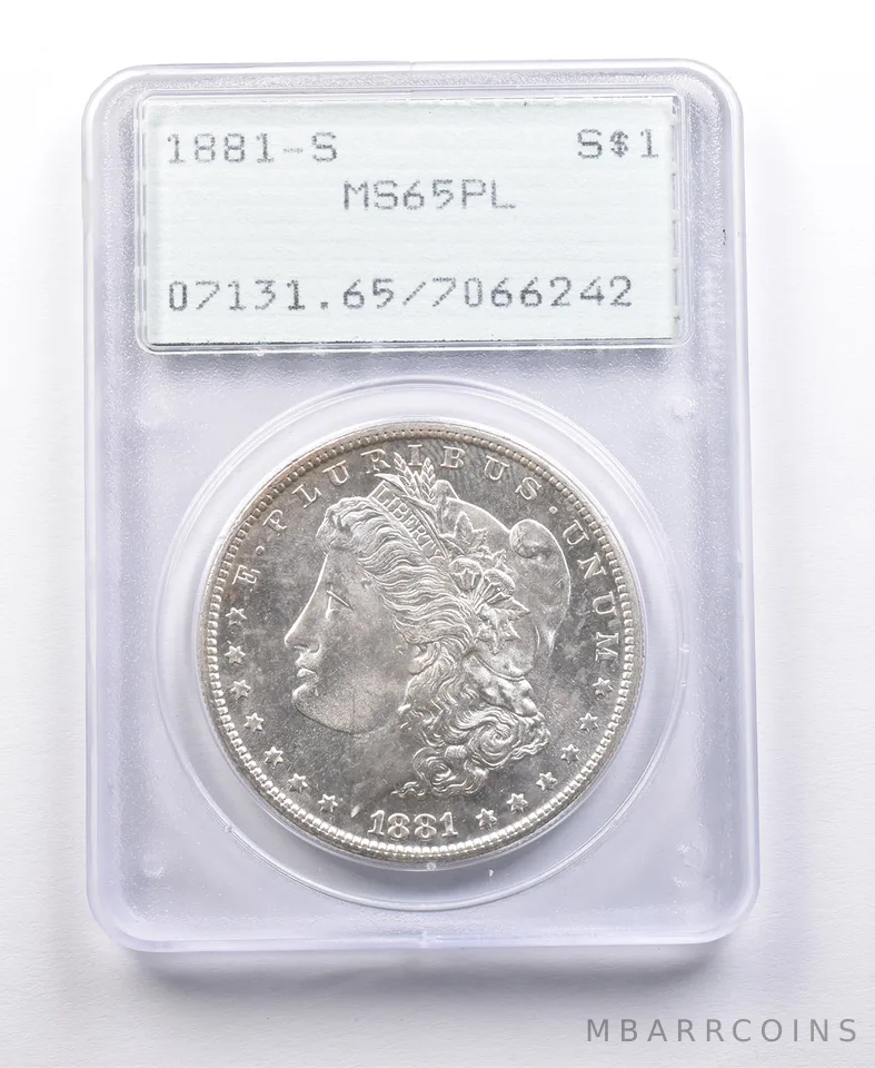 1881-S Morgan Silver Dollar MS65 PL PCGS Rattler *4647