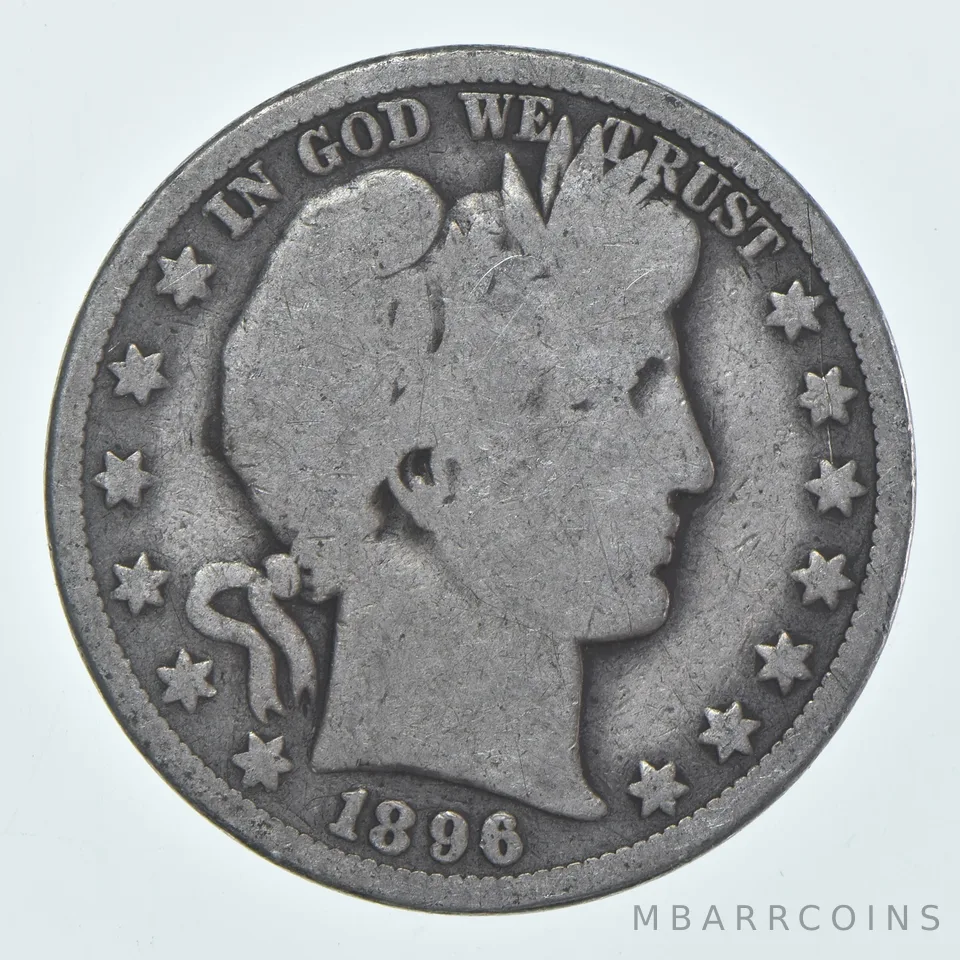 1896-O Barber Half Dollar Average Circ 90% Silver