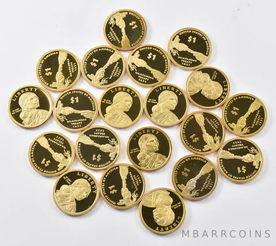 (20) 2011 Sacagawea Dollar Proof ROLL Wampanoag Treaty