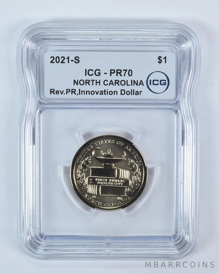 2021-S Innovation $1 1st Public University NC Reverse PR70 ICG