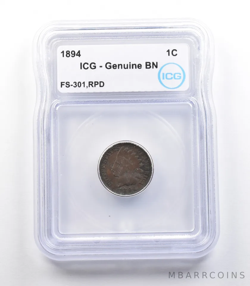 1894 Indian Head Cent Mint Error FS-301 RPD Genuine BN ICG *2277