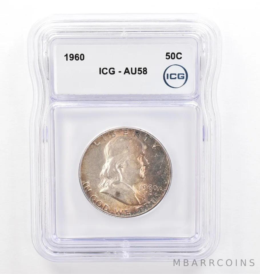 1960 Franklin Half Dollar AU58 ICG Beautiful Tone *0219