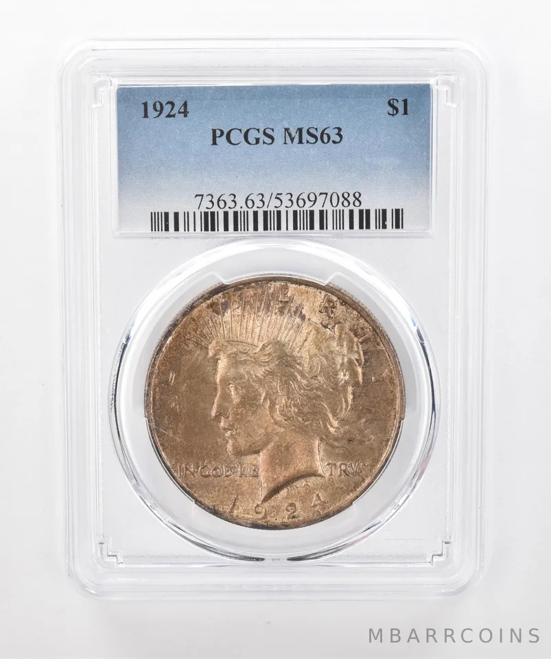 1924 Peace Silver Dollar MS63 PCGS Beautiful Tone *1461