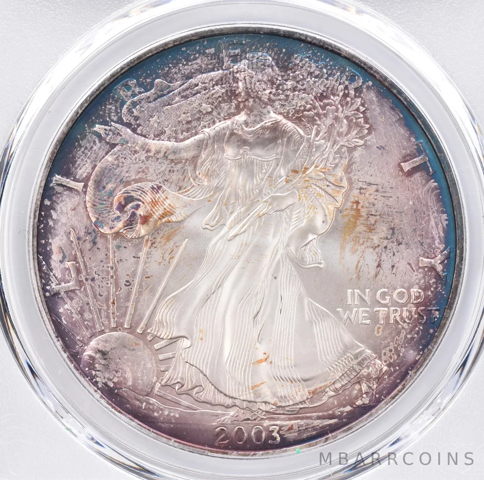 2003 American Silver Eagle MS68 PCGS Beautiful Tone *1308