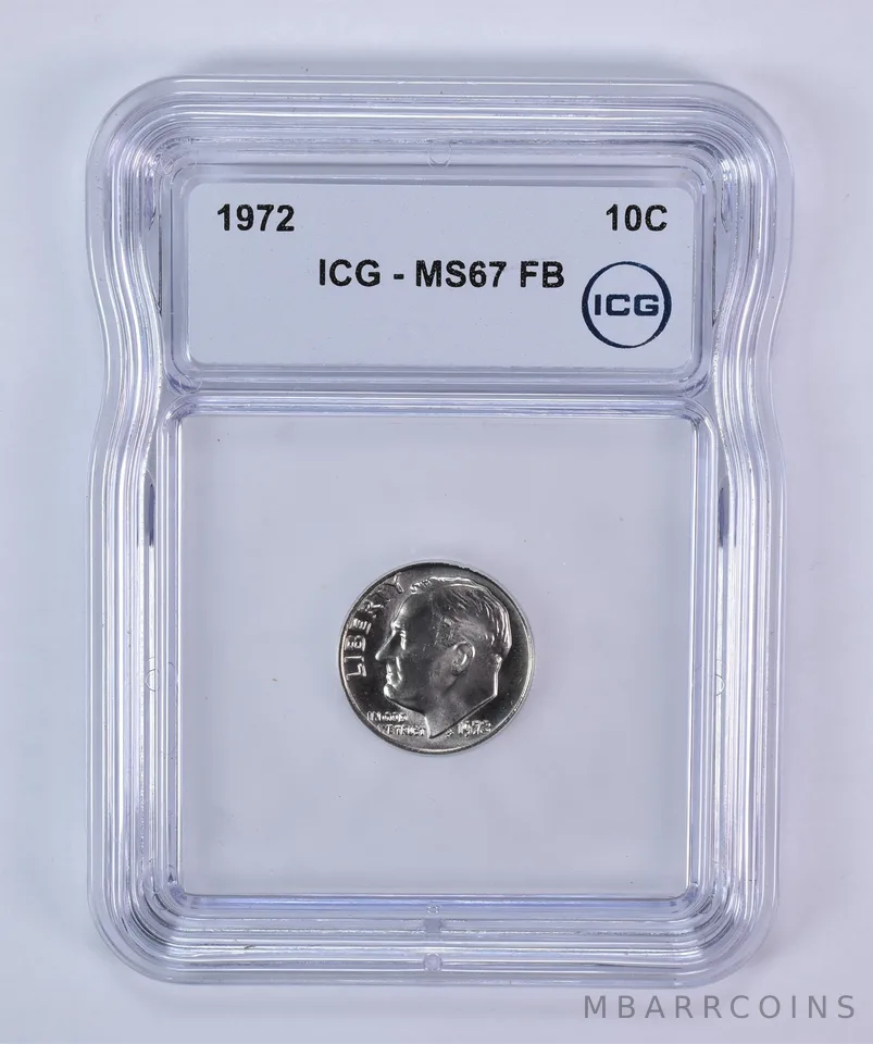 1972 Roosevelt Dime MS67 FB ICG