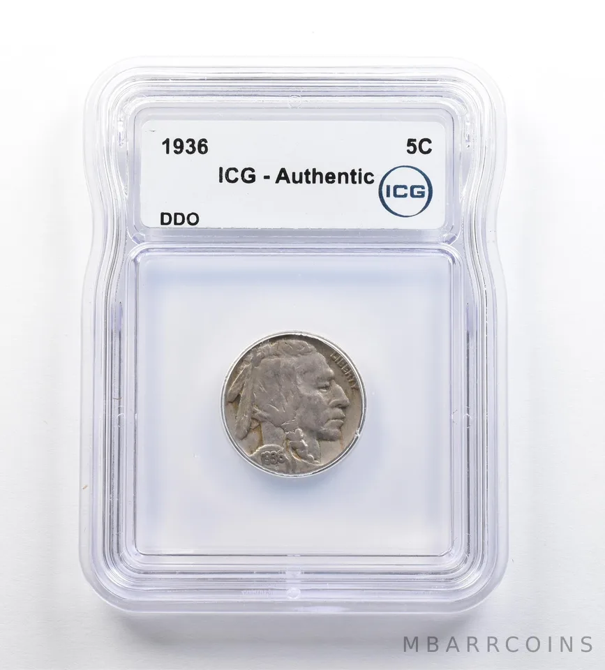 1936 Indian Head Buffalo Nickel DDO Authentic ICG *9197