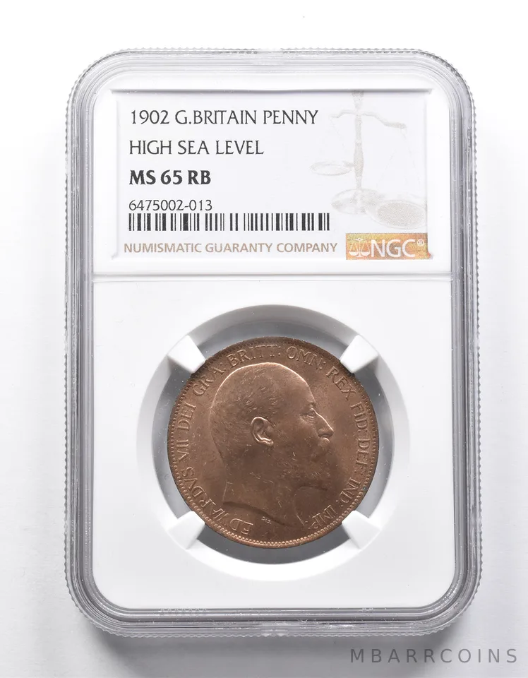 MS65 RB 1902 Great Britain Penny High Sea Level NGC a9937