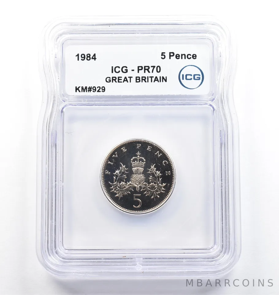 1984 Great Britain 5 Pence KM#929 PR70 ICG *9793