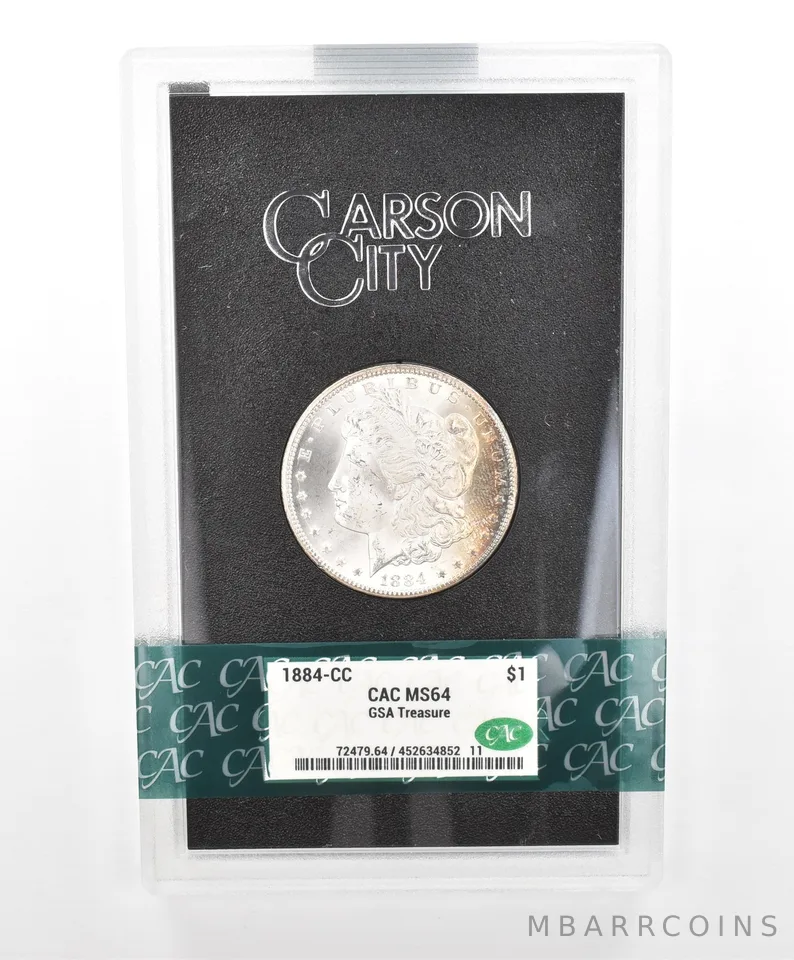 1884-CC Morgan Silver Dollar GSA Treasure MS64 CAC CACg Beautiful Tone *2807