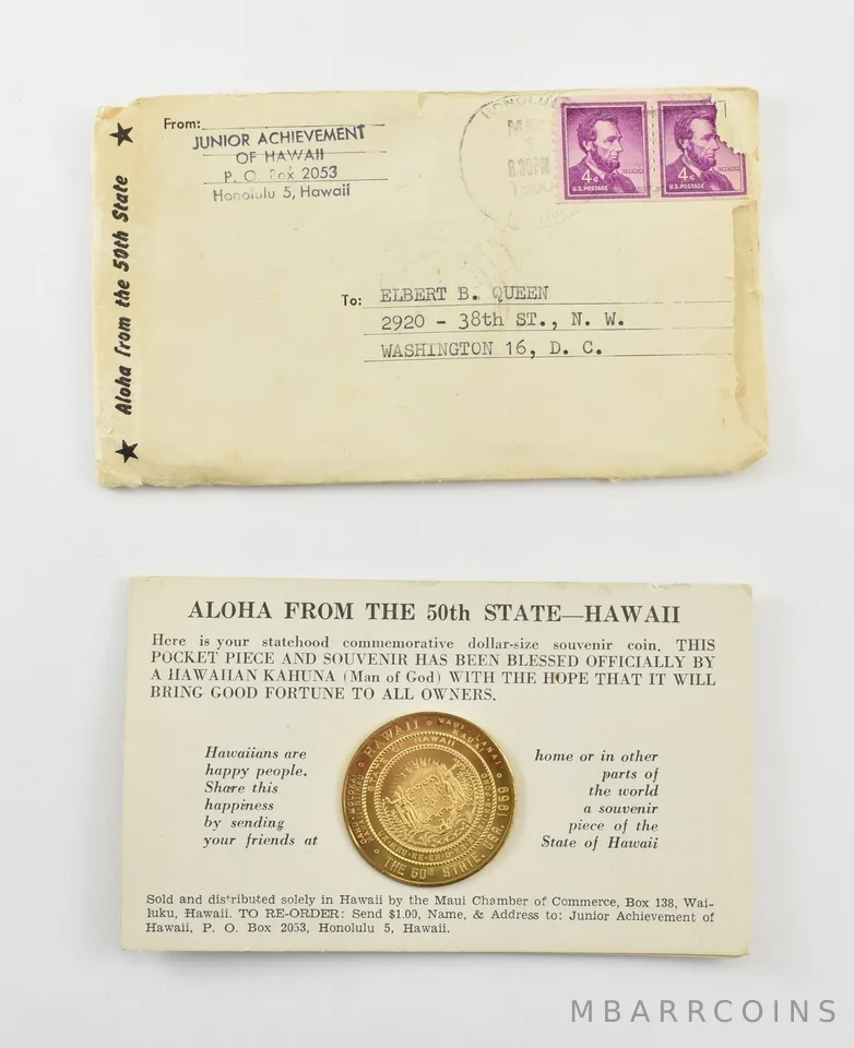 Lot (2) 1959 Hawaii Souvenir Coin Maui Chamber Of Commerce *8193