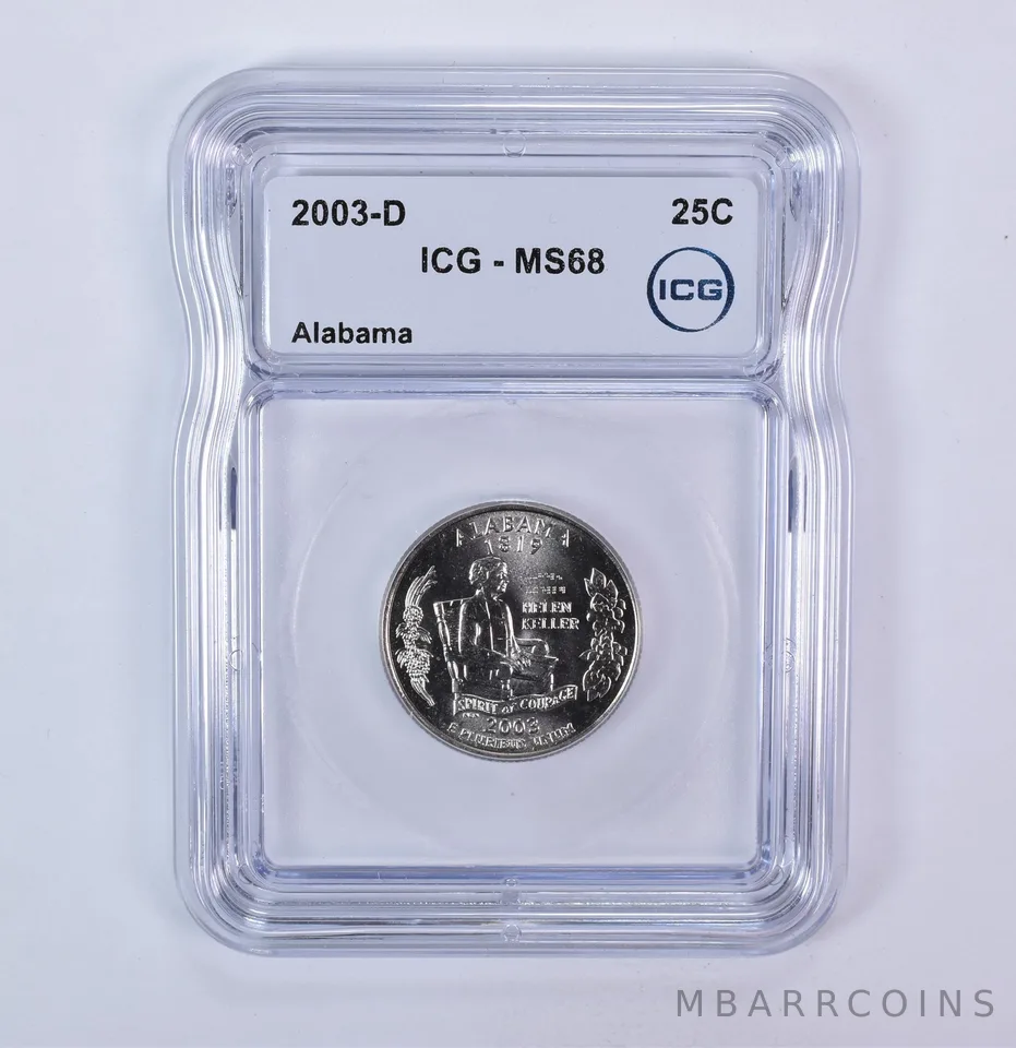 2003-D Washington State Quarter Alabama MS68 ICG