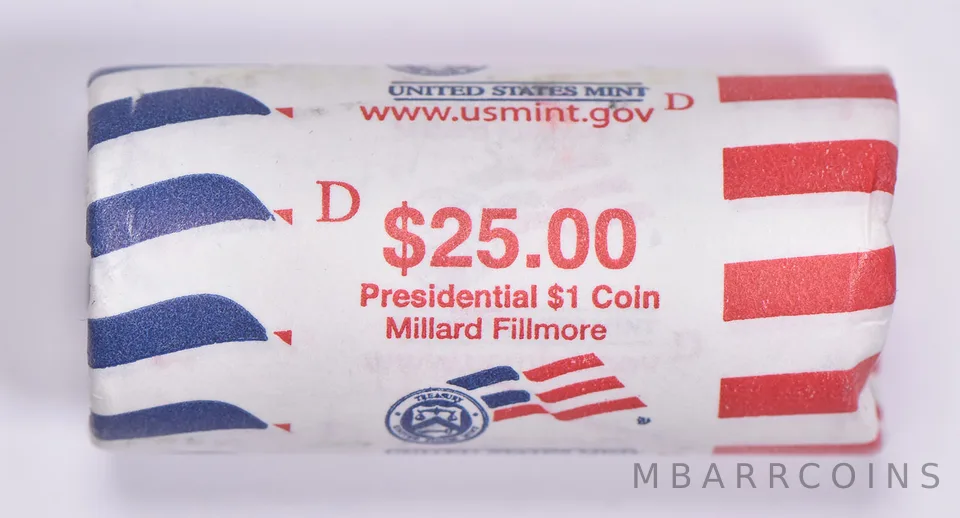 2010-D Millard Fillmore Presidential $1 Coin Roll $25 Unc US Mint BU