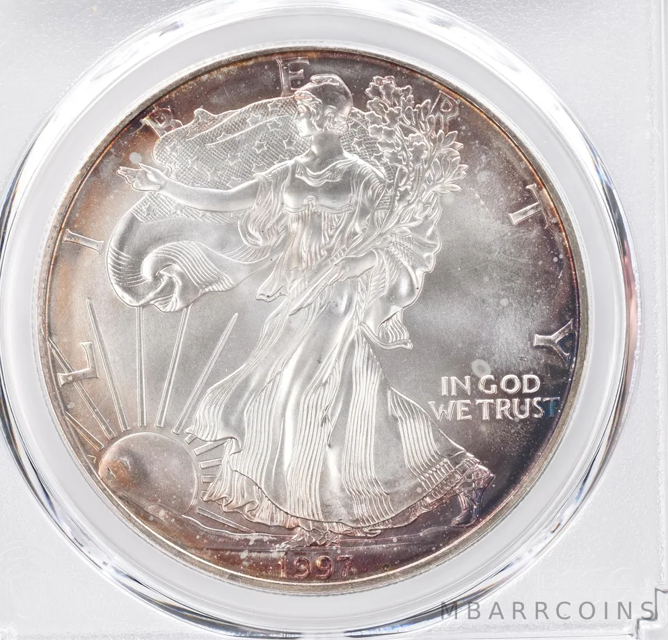 1997 American Silver Eagle MS68 PCGS Beautiful Tone *1158