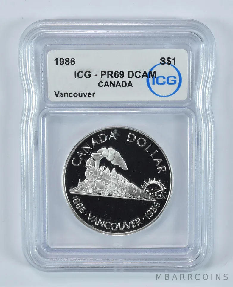 1986 Canada Silver Dollar Vancouver PR69 DCAM ICG