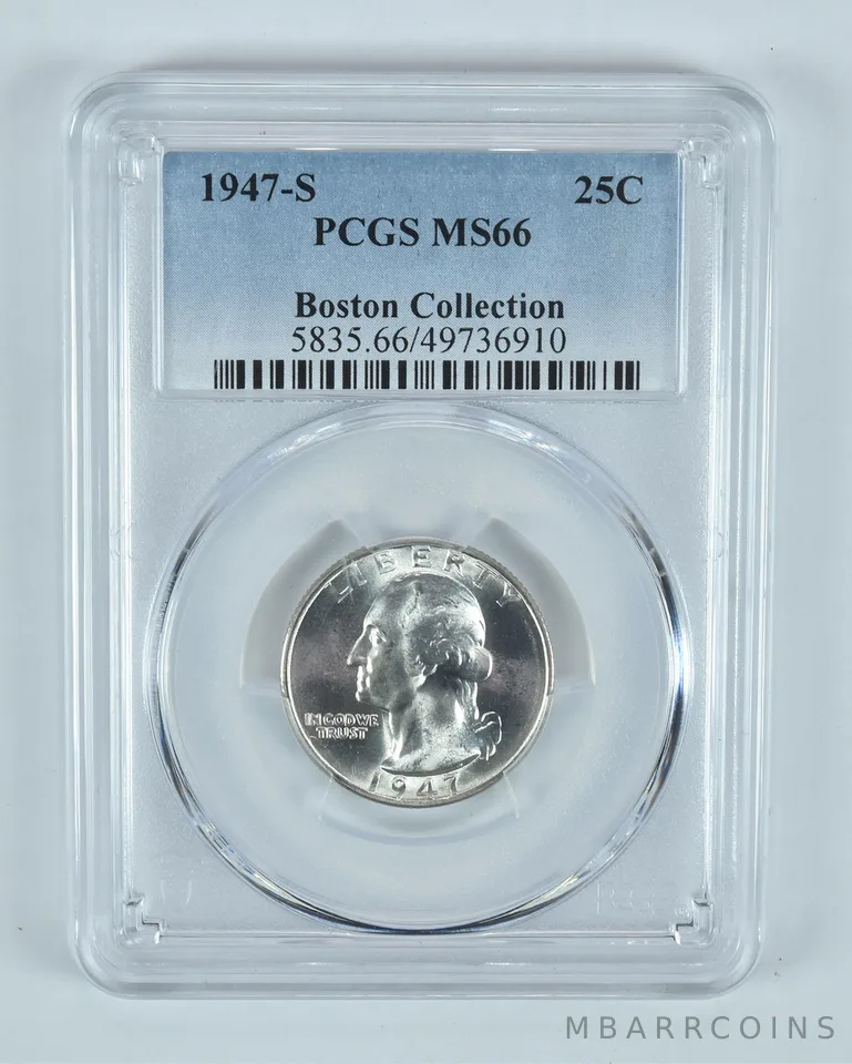 1947-S Washington Quarter Boston Collection MS66 PCGS
