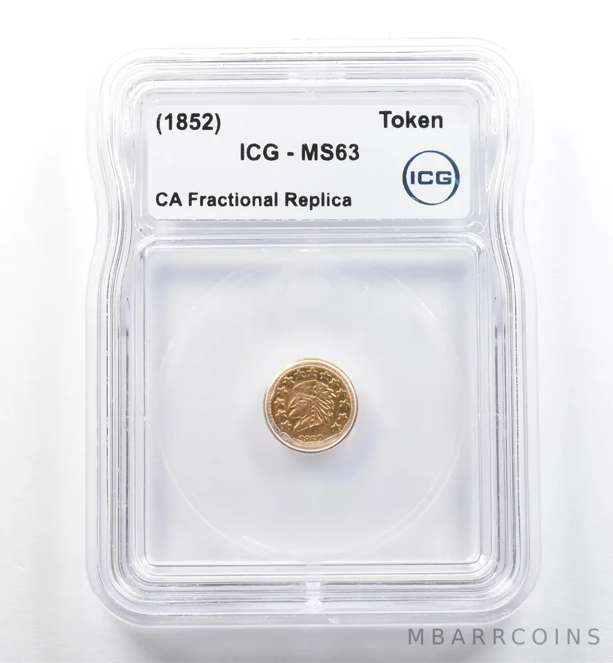 (1852) California Fractional Gold Token Indian Head 1/2 Dollar MS63 ICG *7439