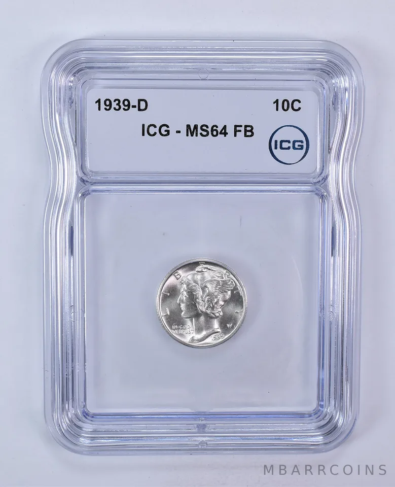 1939-D Mercury Dime MS64 FB ICG