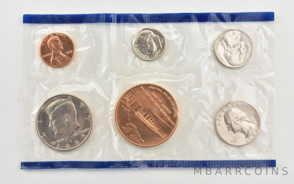 1983-P Half Dollar Quarter Dime Nickel Cent From Souvenir Set *8991