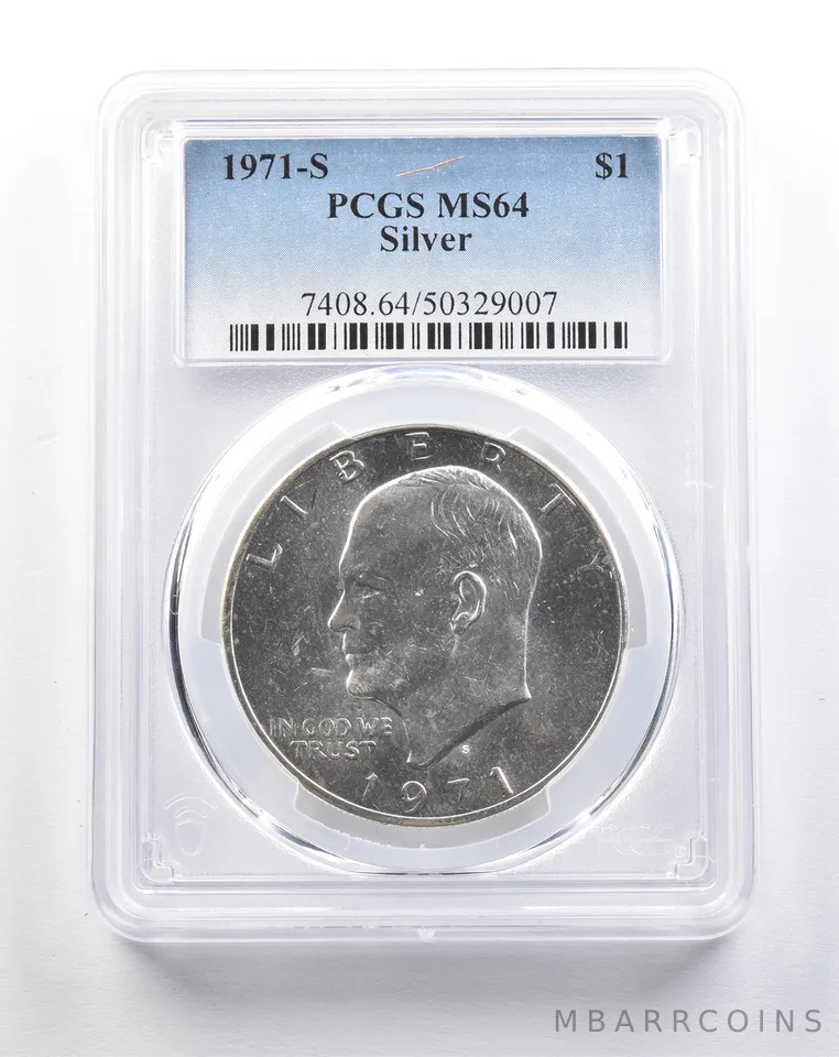1971-S Eisenhower Dollar Silver Peg Leg MS64 PCGS *5308