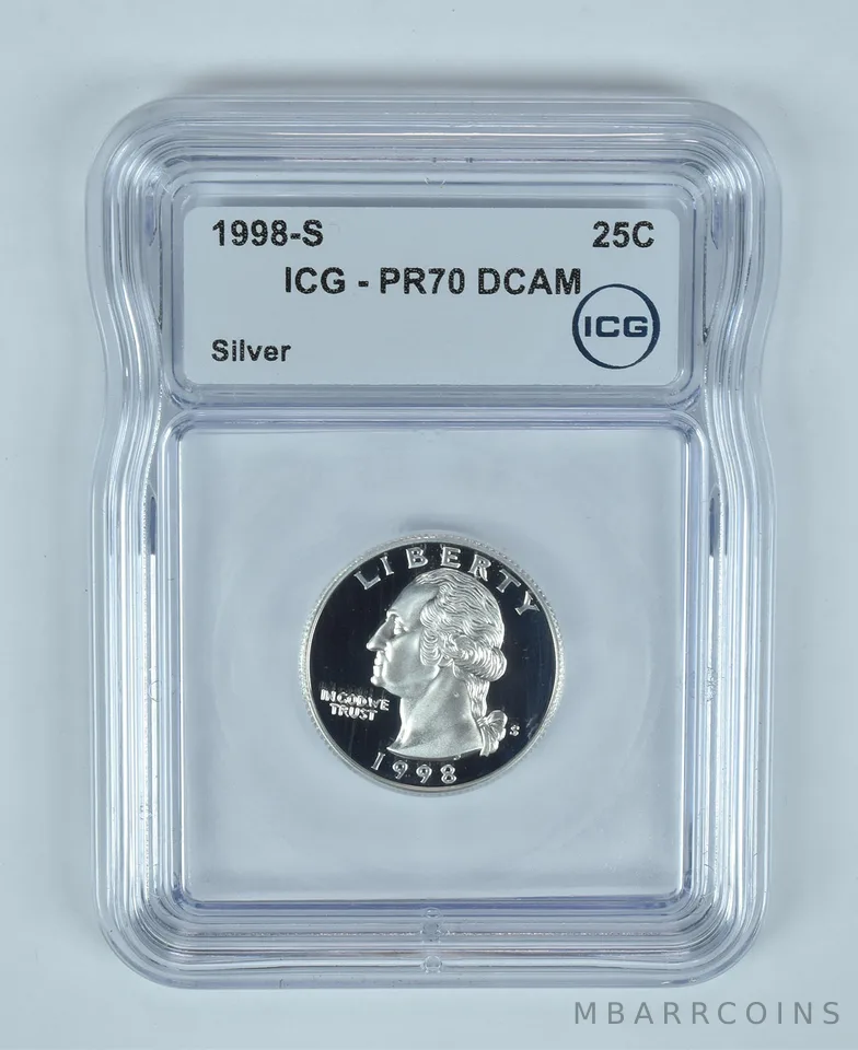 1998-S Washington Quarter Silver PR70 DCAM ICG