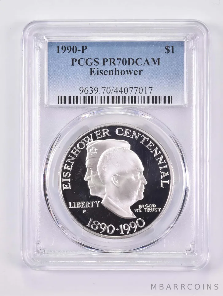 1990-P Eisenhower Commemorative Silver Dollar PR70 DCAM PCGS