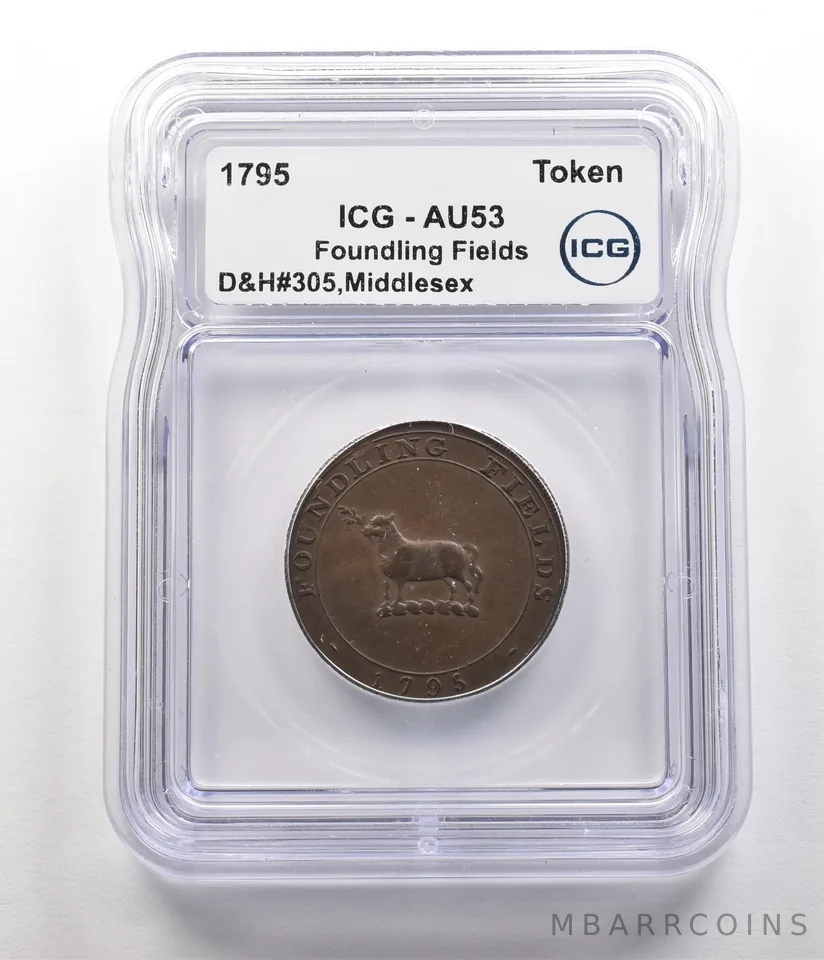 1795 Middlesex Half Penny Token Foundling Fields D&H#305 AU53 ICG *6764
