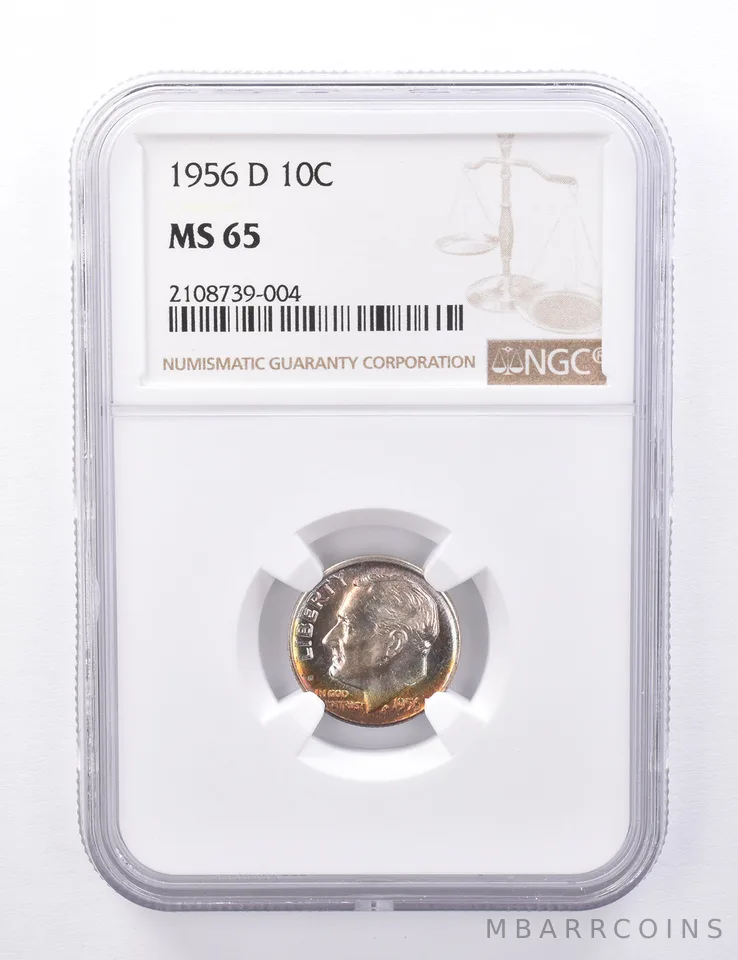 MS65 1956-D Roosevelt Dime - Graded NGC Toned *4342