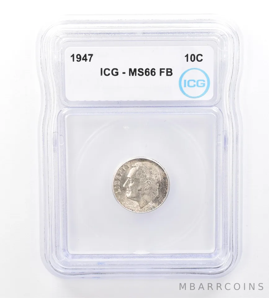 1947 Roosevelt Dime MS66 FB ICG Beautiful Tone *1667