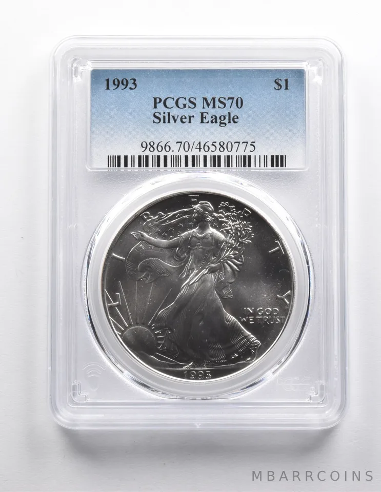 1993 American Silver Eagle MS70 PCGS Blue Label