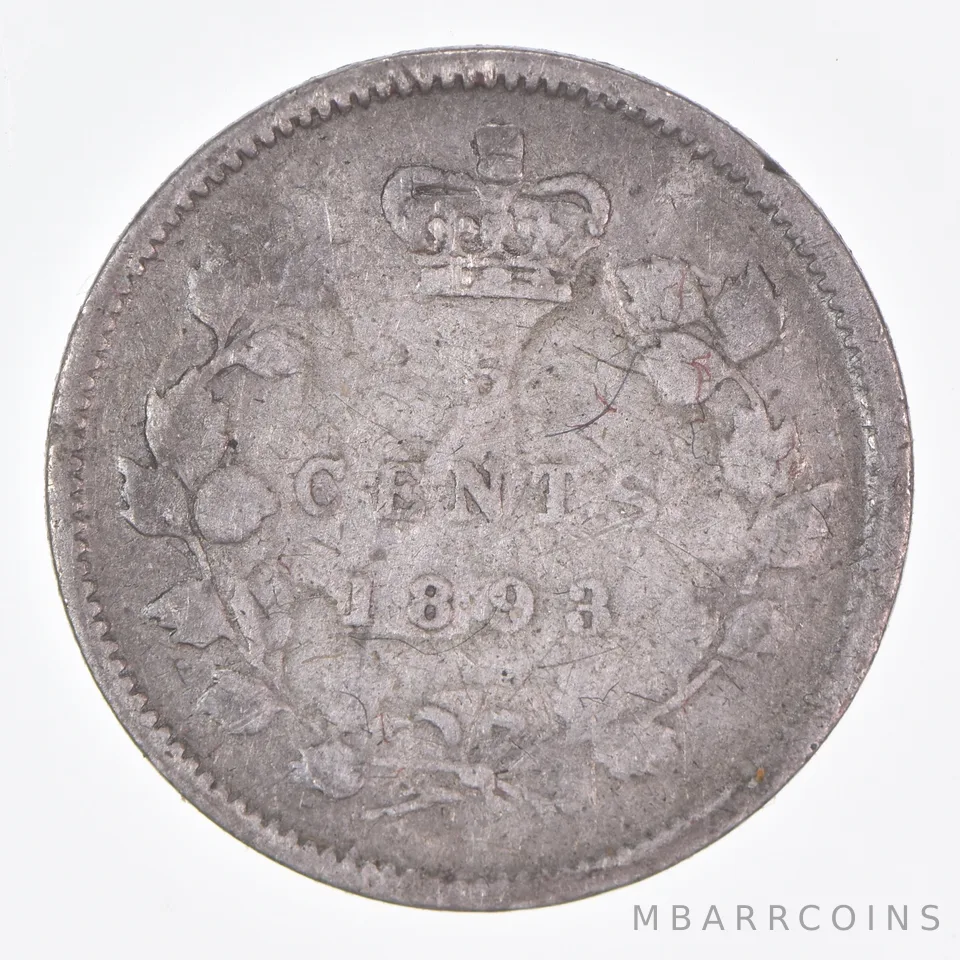 Better Date - 1893 Canada 5 Cents World Coin- Silver *240