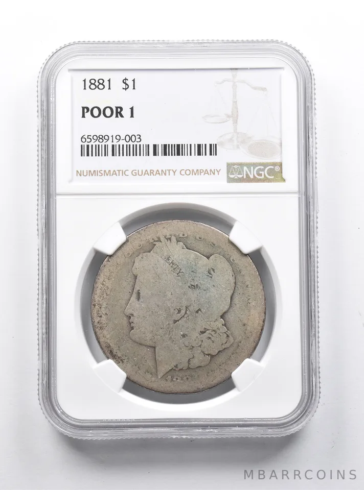 POOR 1 1881 Morgan Silver Dollar NGC Lowball Pocket Piece *1157