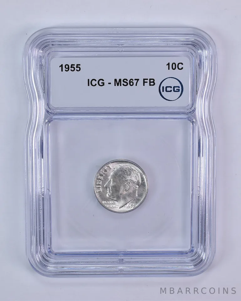 1955 Roosevelt Dime MS67 FB ICG