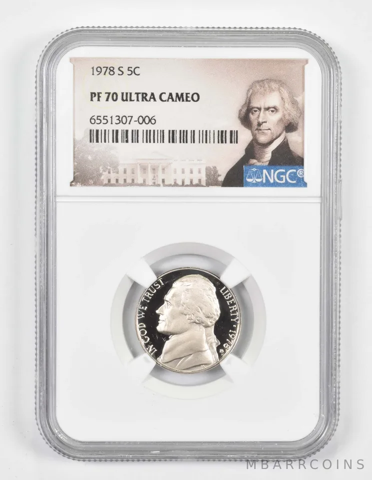 1978-S PF70 Jefferson Nickel NGC Special Lbl