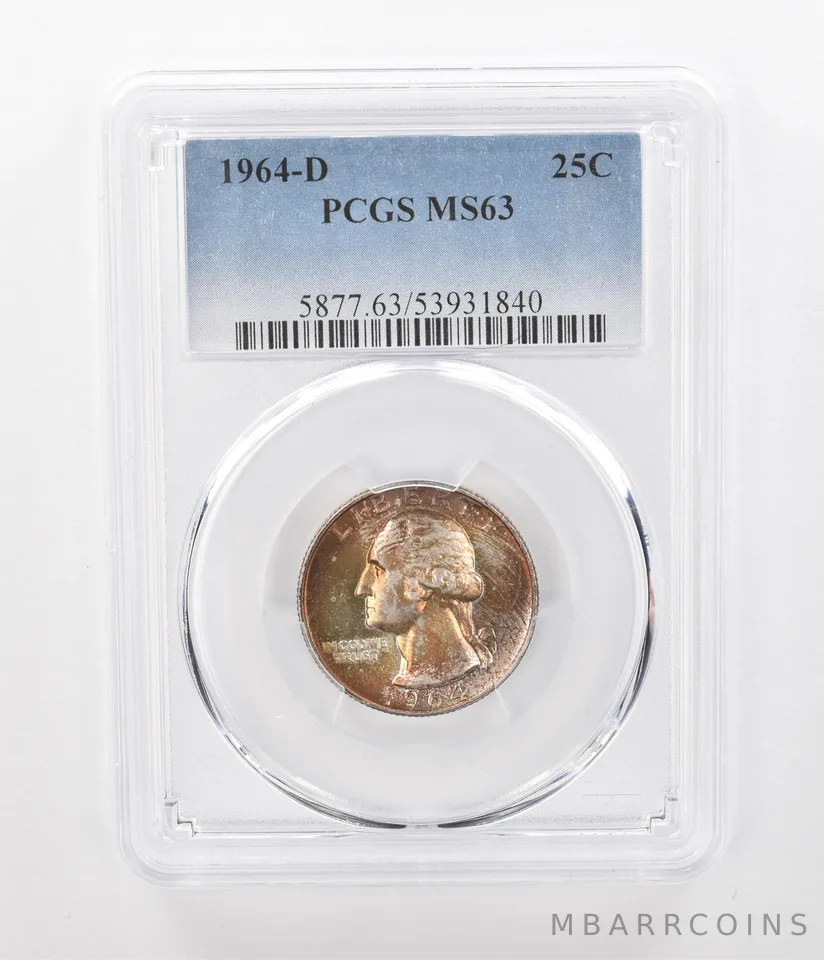 1964-D Washington Quarter MS63 PCGS Beautiful Tone *1102