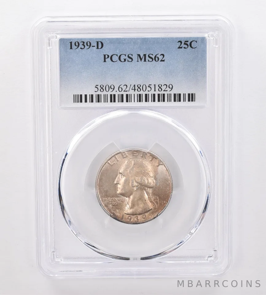 1939-D Washington Quarter MS62 PCGS Beautiful Tone a0052