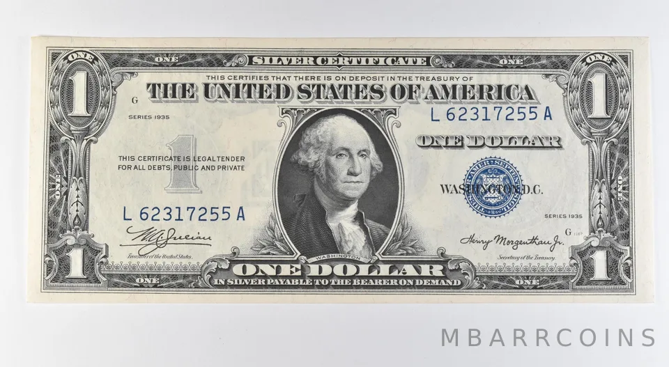 1935 $1 Silver Certificate Blue Seal Double Date *9592