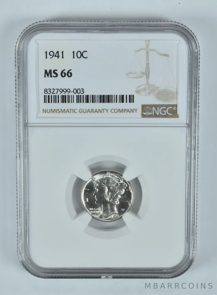 1941 Mercury Dime MS66 NGC Brown Label