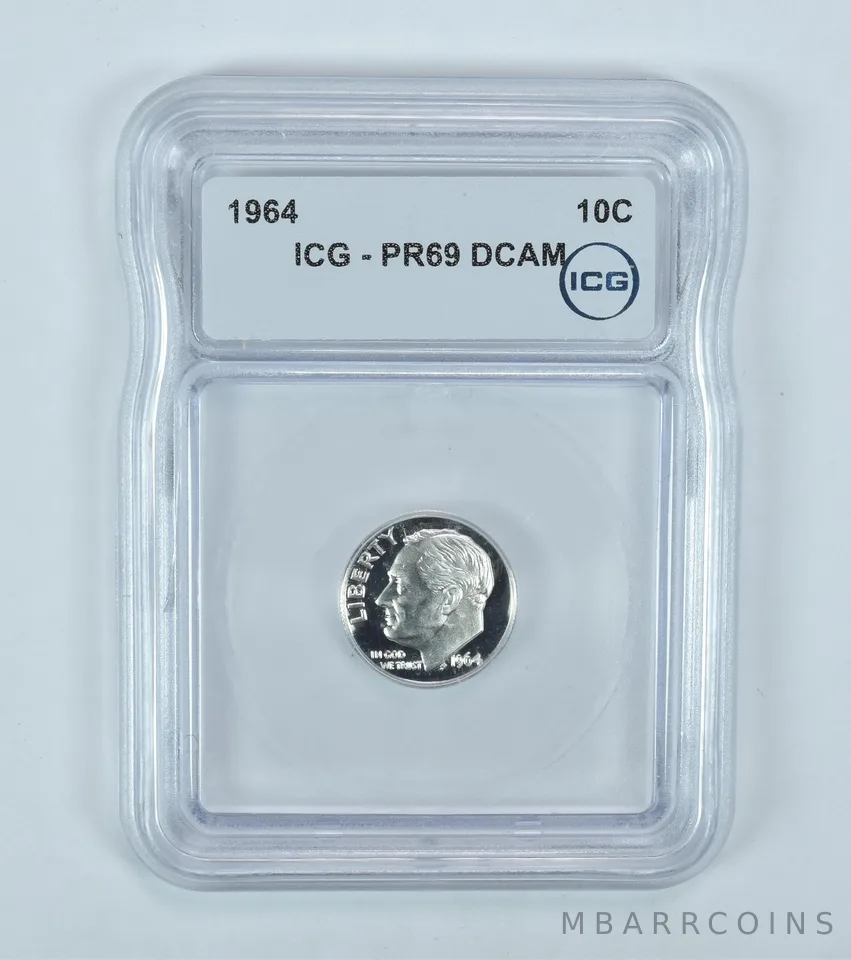 1964 Roosevelt Dime PR69 DCAM ICG