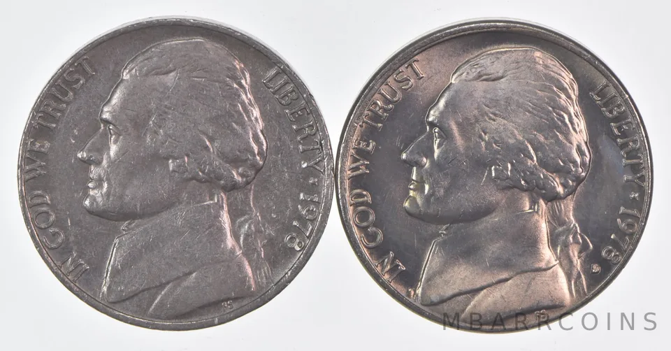(Set) 1978 P+D Jefferson Nickel Unc Bundle