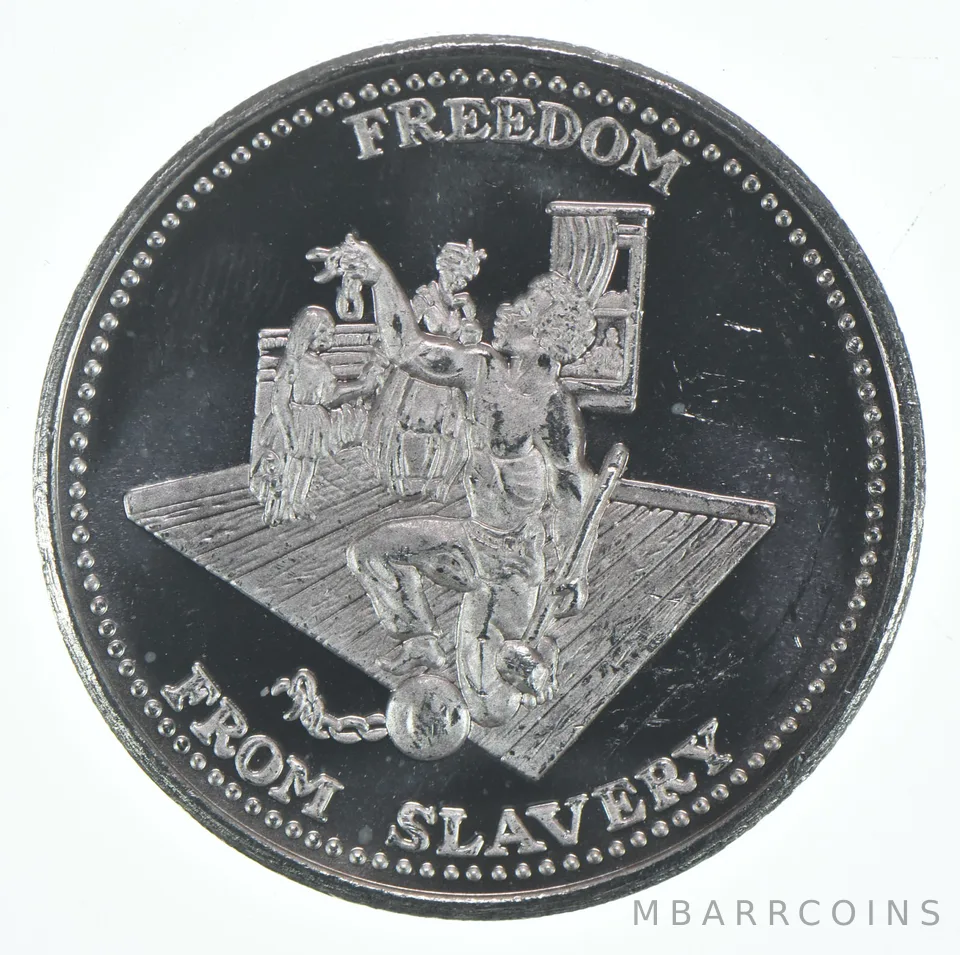 1 Oz Silver Art Round Freedom From Slavery Johnson Matthey