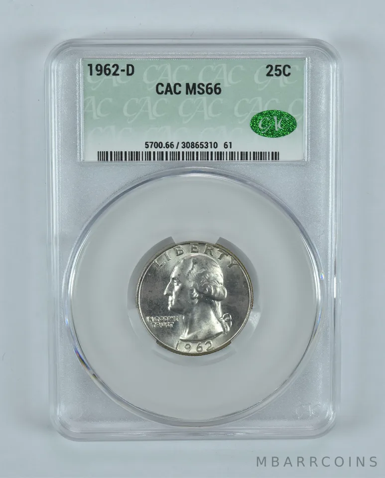 1962-D Washington Quarter MS66 CAC CACg