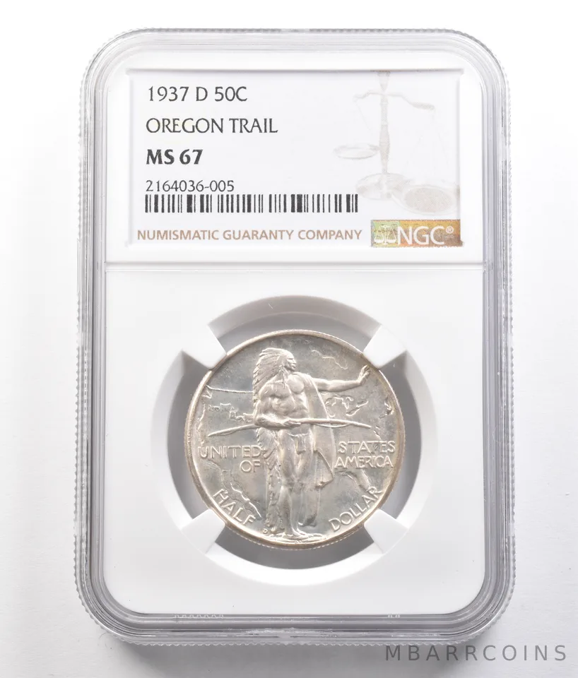 1937-D Oregon Trail Commemorative Half Dollar MS67 NGC a0806