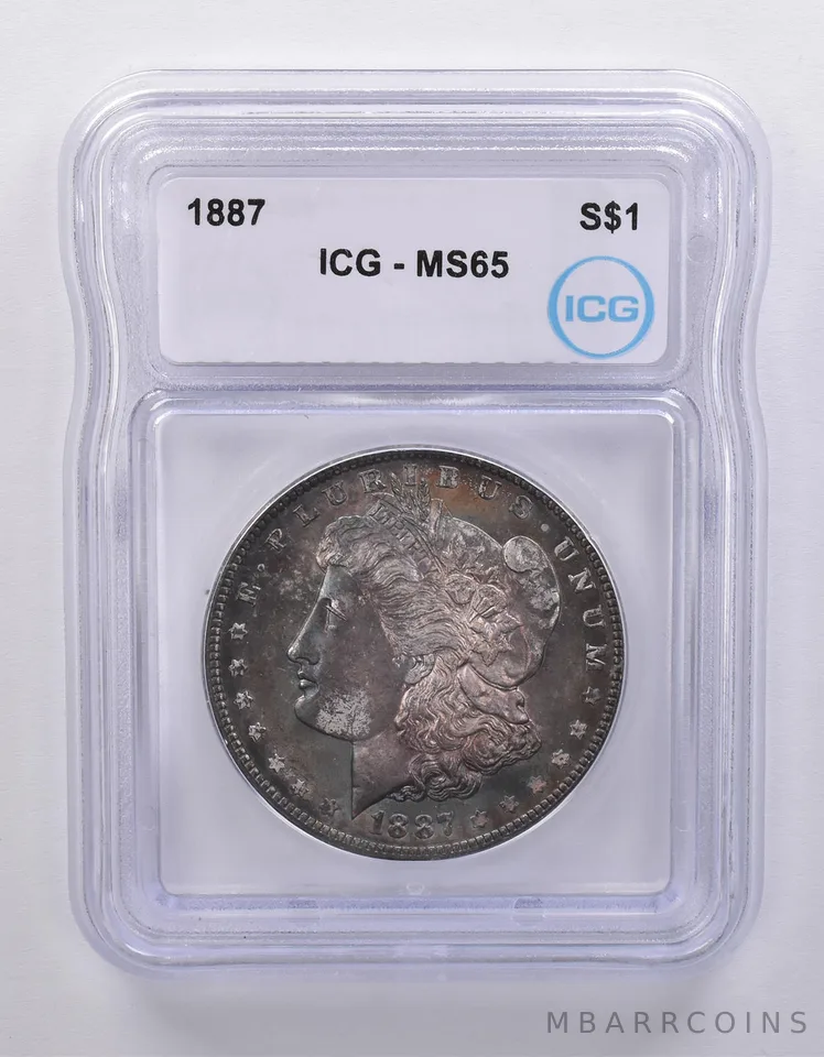 1887 Morgan Silver Dollar MS65 ICG Blue Tone *7128