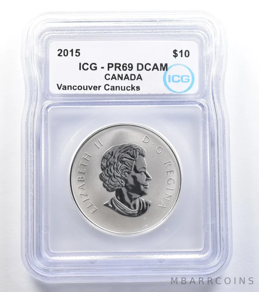 2015 Canada 10 Dollars Vancouver Canucks Silver PR69 DCAM ICG a7922