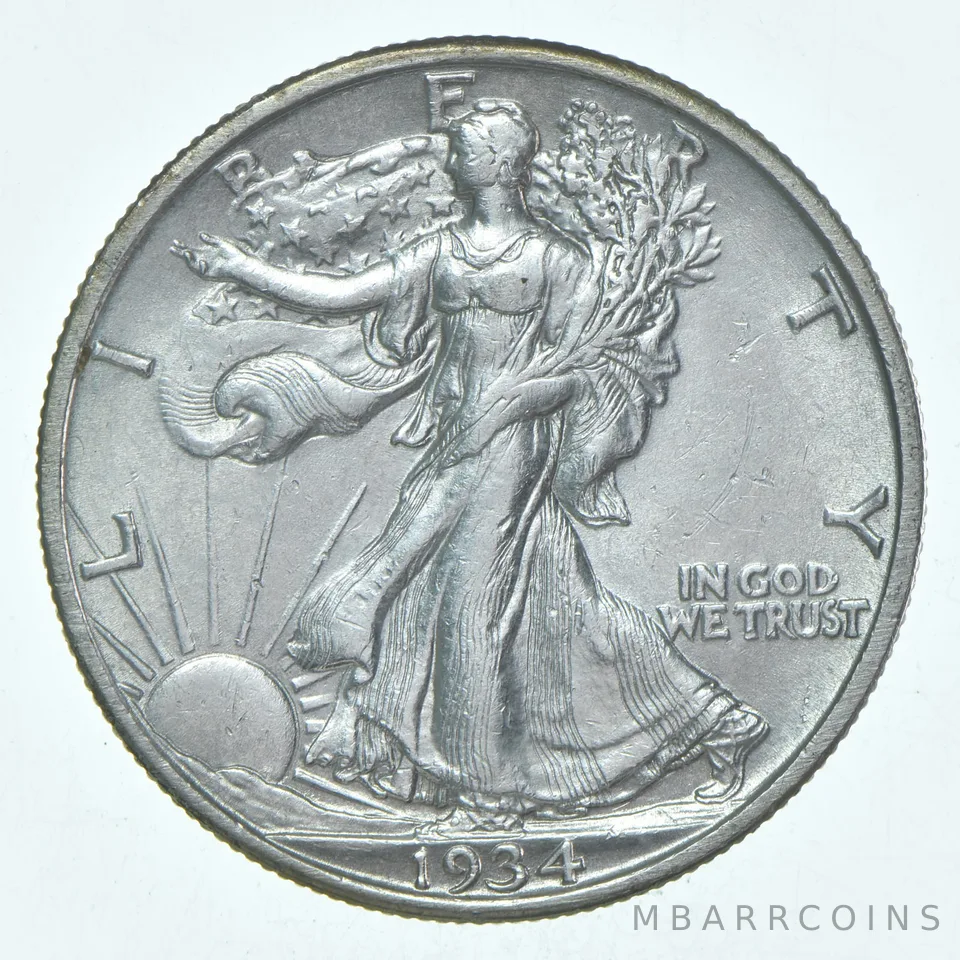 BU 1934-S Walking Liberty Half Dollar Uncirculated 90% Silver